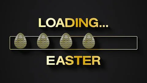 Illustation of loading bar in gold with message loading Easter. Stock Illustration