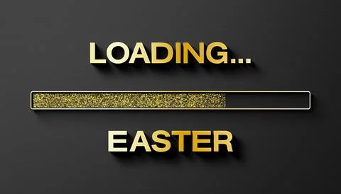 Illustation of loading bar in gold with message loading Easter. Stock Illustration