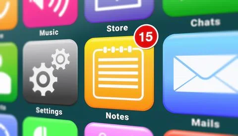 Illustation of a smartphone screen - note app Illustrazione stock