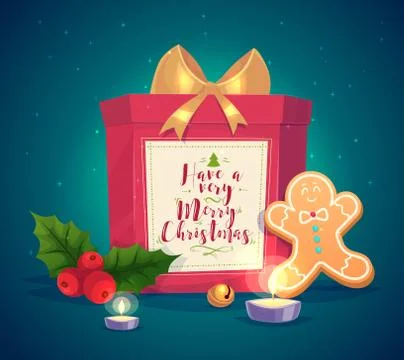 Illustraiton of Composition with gift candles and cookies Stock Illustration