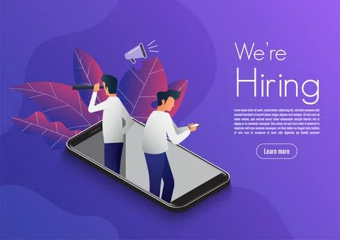 Illustrate design concept The finding employee. HR job seeking. Website mocku Stock Illustration