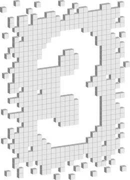 Illustrated 3d vector shaped number created with small white cubes Stockillustratie