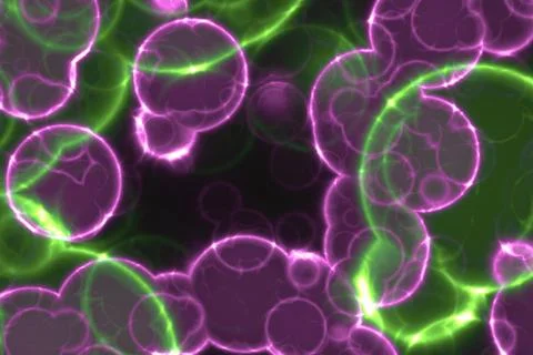 Illustrated background with simulation of human cells seen under a microscope Foto stock