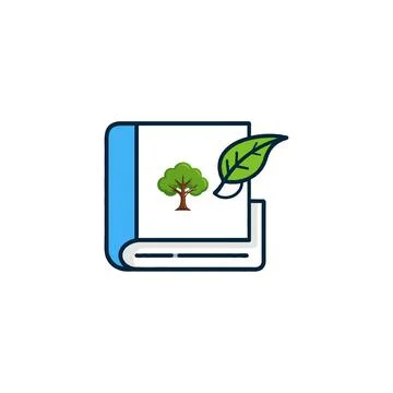 The illustrated book portrays a tree and leaf symbolising education conserv.. Stock Illustration