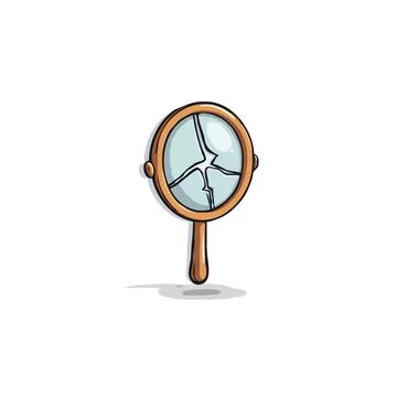 Illustrated broken handheld mirror reflecting fractured image challenges pe.. Stock Illustration