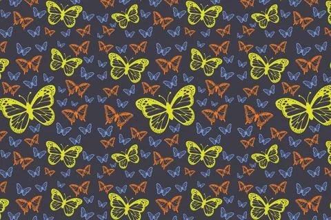 Illustrated butterfly pattern on background Stock Illustration