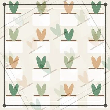 Illustrated butterfly patterns on grid background with diagonal lines and p.. Stock Illustration