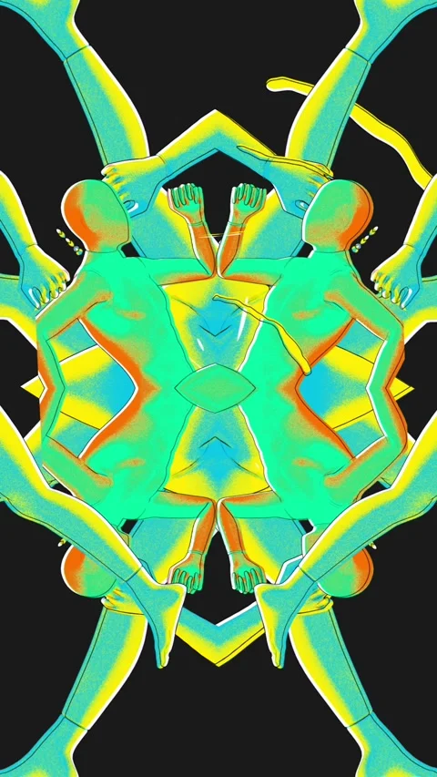 Illustrated Characters Running Pattern 02 Stock Footage 294078957