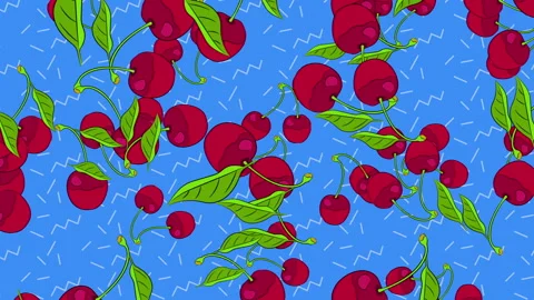 Illustrated Cherries Background Video stock 244640572