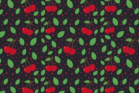 Illustrated cherry pattern illustrated on background Stock Illustration