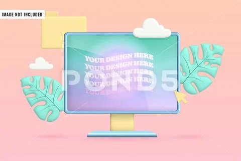 Illustrated Computer Mockup PSD Template