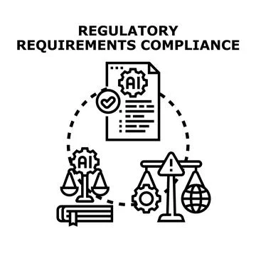 Illustrated concept depicting artificial intelligence regulation. Balancing l 스톡 일러스트