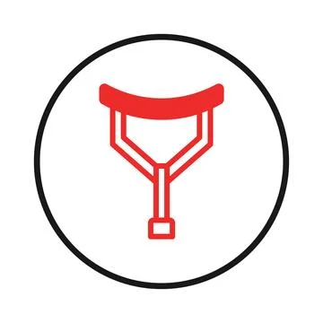 Illustrated crutch symbol inside circular frame denotes mobility assistance.. 스톡 일러스트