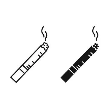 Illustrated graphic of two lit cigarettes with smoke rising from them on tr.. Stock Illustration