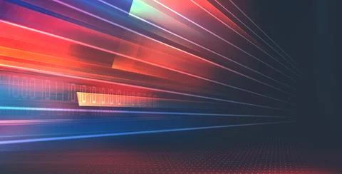 Illustrated graphical background with motion effect lines with binary codes Stock Illustration