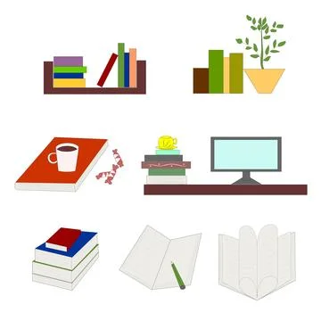 Illustrated image of book in different versions Stock Illustration