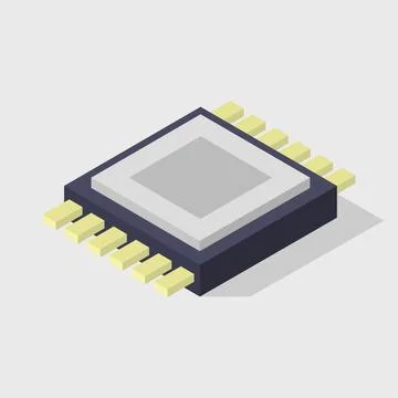 Illustrated isometric microchip Stock Illustration
