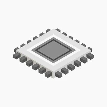 Illustrated isometric microchip Stock Illustration