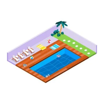 Illustrated isometric private pool Stock Illustration