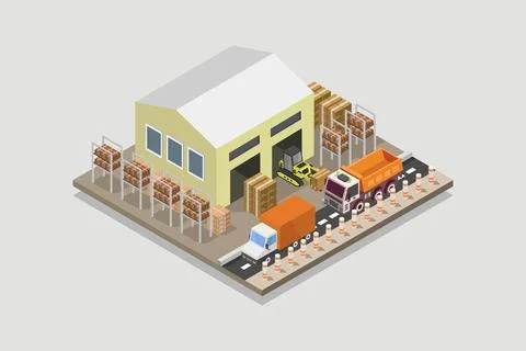 Illustrated Isometric Warehouse Stock Illustration