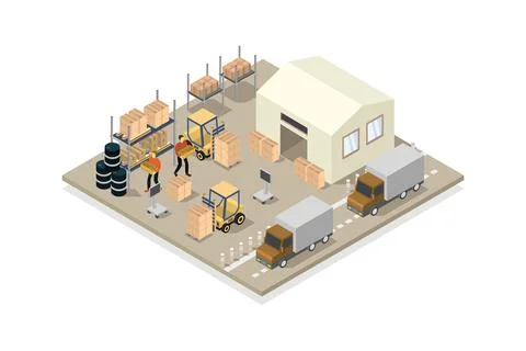 Illustrated Isometric Warehouse Stock Illustration