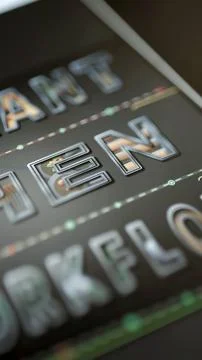 Illustrated Kitchen letters on dark interface Fotos Stock