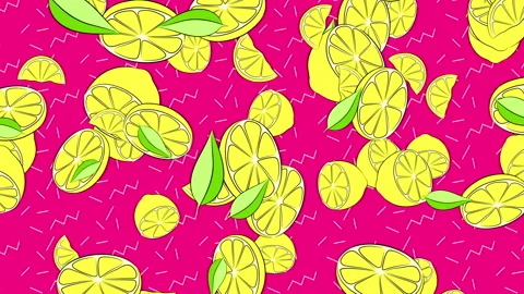 Illustrated Lemons on Pink Background Stock Footage 244643644