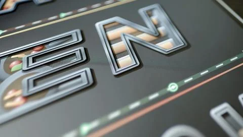 Illustrated letterforms on restaurant touchscreen Stock Photos