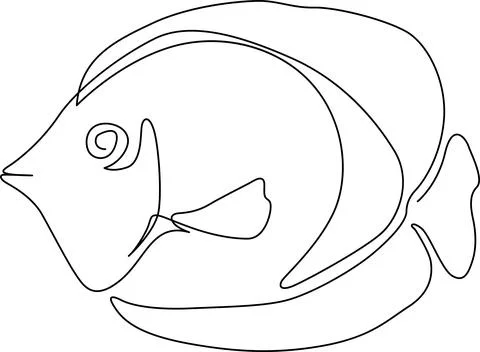 Illustrated line art of a fish Vector 스톡 일러스트