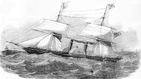 The Illustrated London News Etching From 1853.royal Mail Steam Ship La Plata Stock Photos