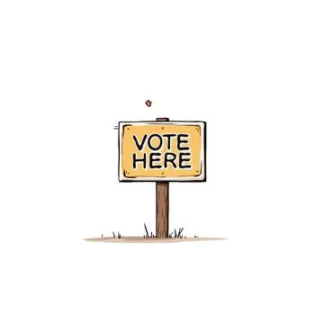Illustrated message indicating where to vote at the ballot box to encourage.. イラスト素材