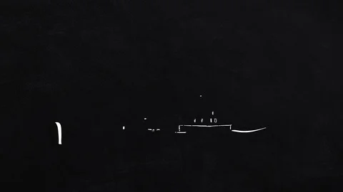 Illustrated Mountains, self-drawing lines on the blackboard Stock Footage 109202246