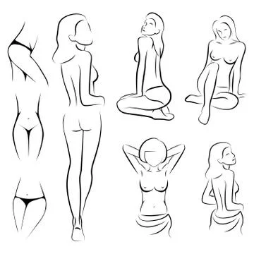 Illustrated nudes Illustrazione stock