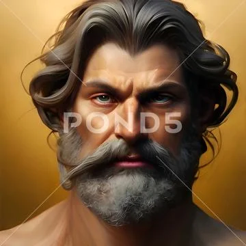 Illustrated portrait of Zeus, God of Olympia: Royalty Free #221514174