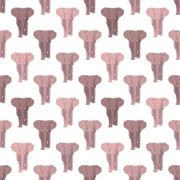 Illustrated seamless pattern with elephants in pink colors Stock-Illustration