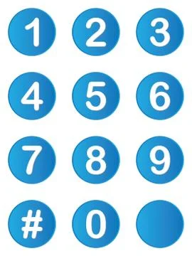 Illustrated set of buttons with numbers on Stock Illustration