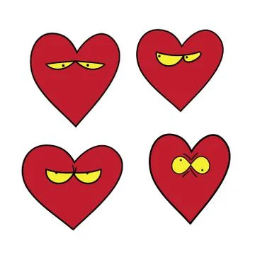 Illustrated set of heart characters. Stock Illustration