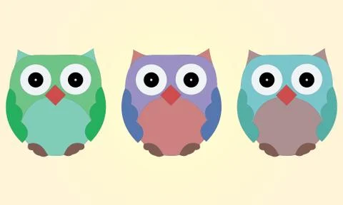 Illustrated set of owls Stock Illustration