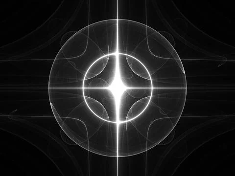 Illustrated shiny geometric elements on black background Stock Illustration