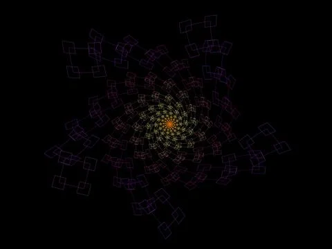 Illustrated spirograph abstract elements on black background Stock Illustration