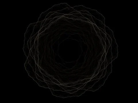 Illustrated spirograph abstract elements on black background Stock Illustration