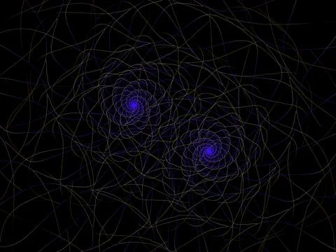 Illustrated spirograph abstract elements on black background Stock Illustration