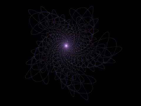 Illustrated spirograph abstract elements on black background Stock Illustration