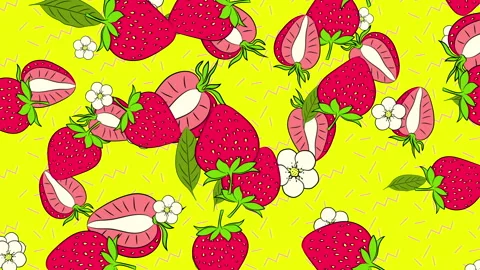 Illustrated Strawberries Background Stock Footage 244641842