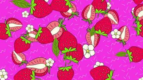Illustrated Strawberries Background Video stock 244642473