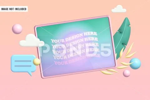 Illustrated Tablet Mockup PSD Template