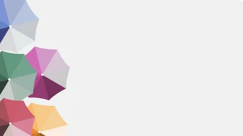 Illustrated umbrella pattern with white background repeats seamlessly. Stock Footage 194538020