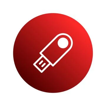 Illustrated usb flash drive icon against a vibrant red circle background of.. Stock Illustration