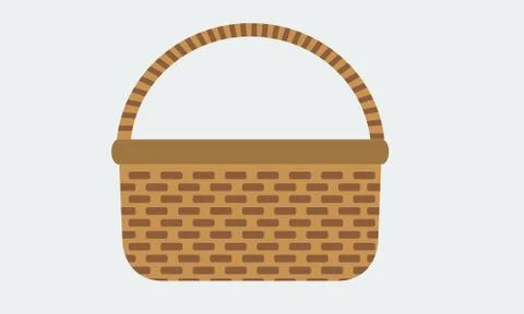 Illustrated Wicker basket icon with solid flat color. Vector. 스톡 일러스트