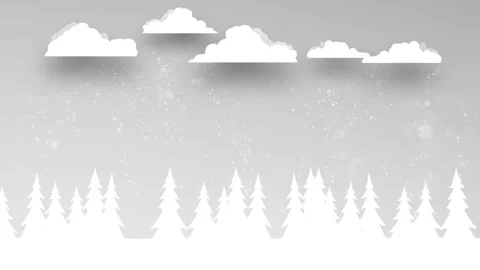 Illustrated winter season clouds with snowfall loop animation Stock Footage 346786055